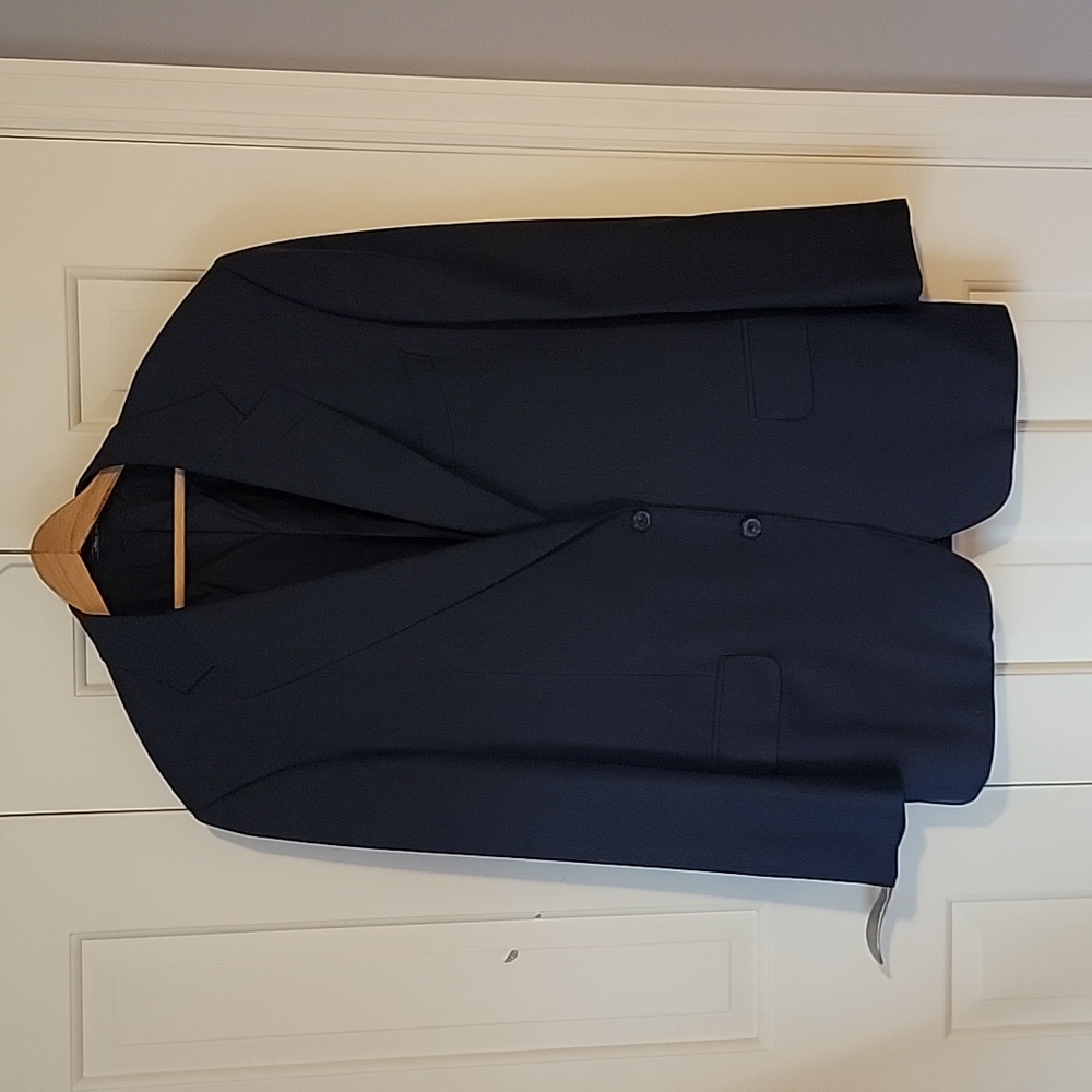 Ermenegildo Zegna Worsted Wool Dark Blue Blazer Suit Jacket 42R textured NICE